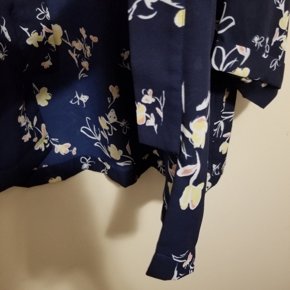 KAARI Blue Kimono Topper XL Navy blue open floral Open Asian Swim Cover - Picture 7 of 9